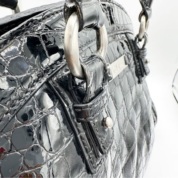 COLE HAAN XL Black Reptile Embossed Patent Leather Tote Bag - Picture 11 of 16